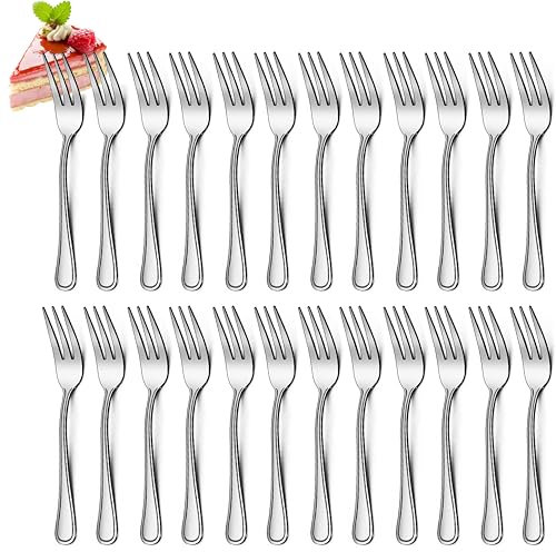 Gifcomda Set di 24 Forchette da Dolce, 14,5 cm, Raffinate forchette da dessert lucidate a specchio, Per casa, Ristorante, Feste, Lavabili in Lavastoviglie