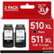 510 511 Druckerpatronen, Patronen 510 511 Multipack kompatible für Canon 510 511 Druckerpatronen, PG-510/CL-511 XL kompatible für Canon Pixma MP230 MP280 MP495 MP270 MX360 MX420 iP2700 MP250