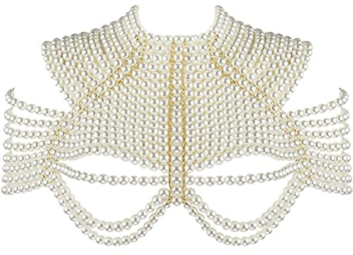 Kvinnor pärla kroppskedja sexig bikini kroppskedja-axel halsband modekedja smyckesfest kedja tillbehör för kvinnor flickor, as shown