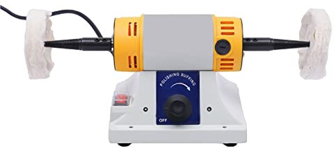 Begoniape Doppelschleifer Doppelschleifmaschine Schleifbock 200W 10000 RPMPoliermaschine Drehmaschine mit 2 Stoffräder, Rutschfesten Füßen, Staubschutzabdeckung, Power-Anzeige