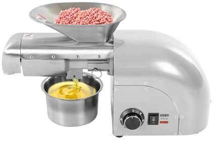 ROMYIX 1800W Ölpresse 50-300℃ Öl Pressmaschine Elektrische Ölmühle Walnüsse Erdnüsse Kaltpresse Automatische Heißprsse Edelstahl Extraktor für Kommerziell & Haushalt, 5-8kg/H (silbrig)