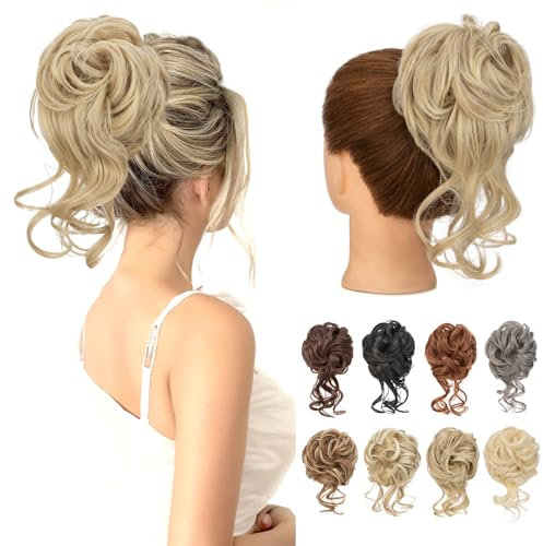 Benehair Dutt Haarteil mit Klammer Natürlich Messy Bun Haarteile für Dünnes Haar Synthetik Haar Scrunchies Haardutt Haarteile für Frauen Mädchen(Mittelblond, 75g)