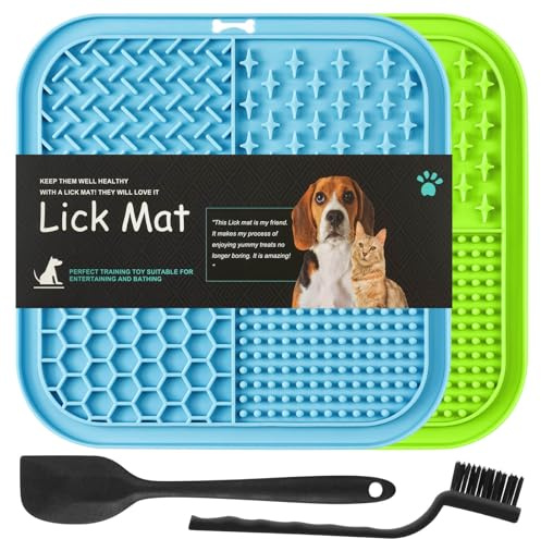 HOTUT Lot de 2 Tapis de Lèche Chien avec Ventouses, 20×20cm, Tapis à Lécher pour Chiens et Chats, Surface Alvéolée Lavable Apaisant Anxiété Chien/Chat, Facile à Nettoyer, Le Bain des Animaux de