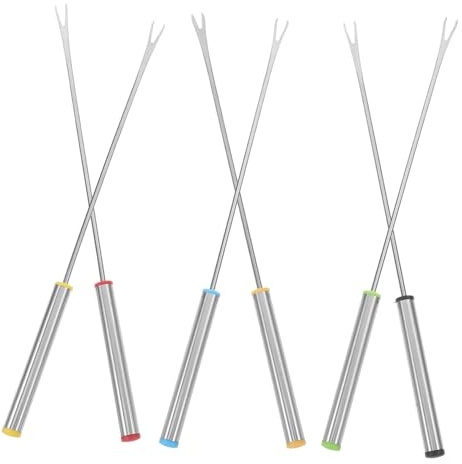 PRETYZOOM 6 Piezas Tenedor De Olla Caliente Horquillas De Frutas Palitos Para Mojar Tenedor De Queso Tenedores De Fondue Palitos De Fondue Brochetas De Fondue Acero Inoxidable