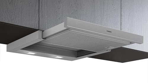 Siemens LI63LB526 iQ100 Flachschirmhaube, Einbau, 60 cm, Made in Germany, LED-Beleuchtung, leistungsstark, Abluft, Metall-Fettfilter spülmaschinengeeignet, Kippschalter, Silbermetallic