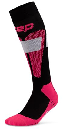 CEP MERINO SKISOCKEN DAMEN TALL 3.0 – Warme Skisocken aus Merinowolle für Wintersport – Komfortable Skistrümpfe Damen, atmungsaktiv und mit optimaler Passform – Black/Pink