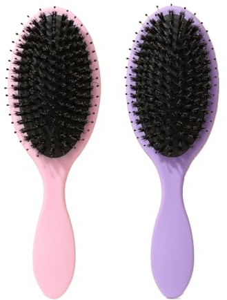 2 Pcs Soft Boar Bristle Paddle Hair Brush for Women, Hair Extension Brush