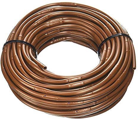 (100' ft Roll) - USA Made - 1/4-Inch x Irrigation/Hydroponics Dripline with 6-Inch Emitter Spacing (Brown) (100' Foot Roll)