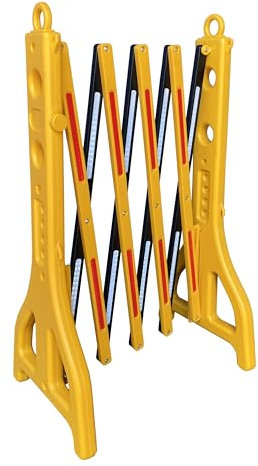 ADO - Valla extensible de plástico de polipropileno amarilla y negra. Rellenable con agua. Fácil almacenamiento y transporte debido a sus reducidas dimensiones una vez cerrada (1- Valla)