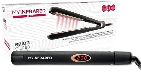 Salon Studio Professional - MyInfrared Piastra A Infrarossi Professionale con Lamine Strette 25 mm - Controllo Temperatura 90-230°C e Riscaldamento Rapido - Styling Capelli Lisci e Capelli Mossi