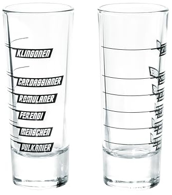 getDigital 2er Set Intergalaktisches Alkohol-Messglas - Ausgefallene Geek Schnapsgläser mit den Toleranzgrenzen verschiedener Sci-Fi Völker - 4 cl : 2 Gläser