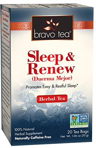 Bravo Tea Sleep & Renew Herbal Tea Caffeine Free, 20 Tea Bags, 6 Count