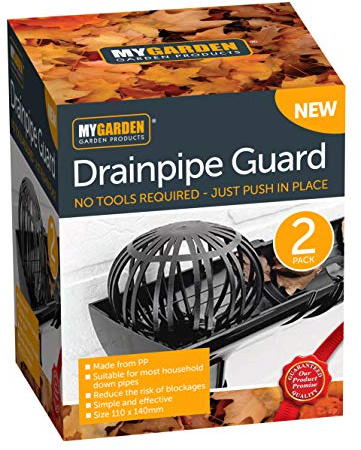 MyGarden Drainpipe Guard – Gutter Pipe Trap Downpipe Guard Protection from Leaves Blockage Debris Down Pipe Filter Set of 2 Pcs Roof Gutter Balloon, No Tools Required Just Push in Place