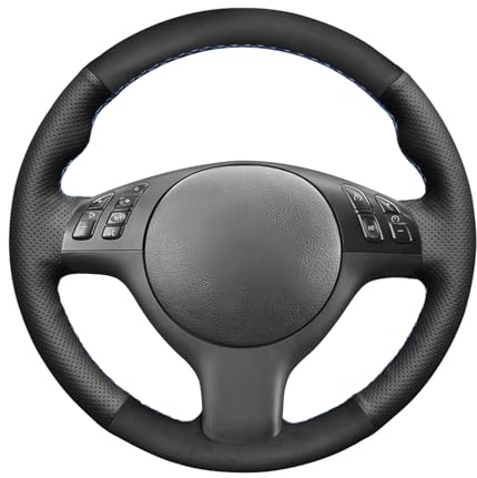MEWANT Anpassad gör-det-själv mocka och äkta läder bil rattöverdrag för BMW 3-serien E46/5 2004-2005/5-serien E39 2002-2003/M3 2001-2006/M5 2000-2003