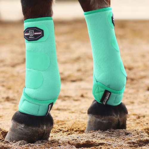 Harrison Howard Horse Sport Medicine Front Shock-Absorbing Boots All-Round Lower Limb Protection & Support Sport Boots Perfect for Endurance Training and Performance Pack of 2 Mint L