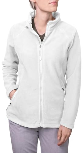 HRM 1202 Full-Zip Blouson Premium Micro Polaire I Veste Fonctionnelle Vêtements de Travail I Habits Femmes Haute Qualité et Durables, Blanc, S Women's