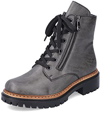 Rieker Damen Schnürstiefeletten 72611, Frauen Stiefeletten,schnürboots,übergangsschuhe,Stiefel,Bootee,Booties,halbstiefel,grau (45),38 EU / 5 UK