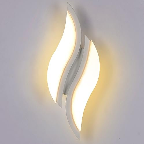 Goeco Applique LED da Parete Interno, Lampada da Parete LED, 12W Moderno Applique a Muro 3000K per Soggiorno Camera da Letto Scale, Bianco