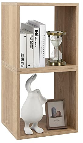 GIANTEX Libreria Scaffale a 2 Livelli Cubo di Stoccaggio Impilabile con Dispositivo Antiribaltamento Armadio Cubo di Archiviazione di Registrazione per Soggiorno, Camera da Letto, 38x33x38 cm