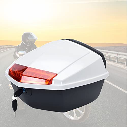 Top Case Universell Für Roller 36L Topcase Motorradkoffer Mit Rückenlehne Und Befestigungshalterung, Wasserdicht Sehr Haltbar (Color : Weiß)