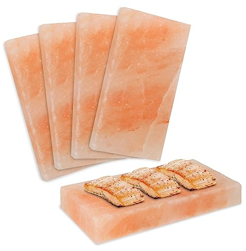 Jopassy 6-pack L saltsten för grillning, 20 x 10 x 2,5 cm salt grillstenar, återanvändbar saltgrillsten, original kristallsalt från förberedelsen, saltplatta för grillning för BBQ