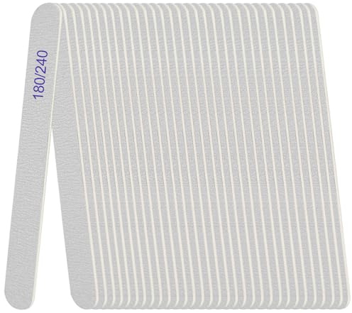 Nail File, Emery Boards for Nails 180/240 Grit Nail Files for Natural Nails Wood Double Sided Emory Fingernail Files Professional Reusable Manicure Pedicure limas para uñas (24 Packs)