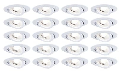 Paulmann 99997 LED Einbauleuchte 20er-Pack schwenkbar 82mm 70° 20x4,8W 20x450lm 230V 3000K Weiß