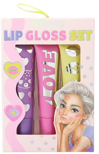 Depesche 12807 TOPModel - Lipgloss Set Beauty and Me, im Model Design für Kinder, 3 Glosse in Rosatönen mit fruchtigem Duft