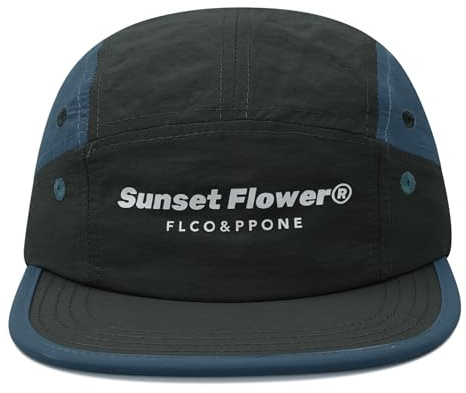 Clakllie Waterproof Flat Brim Hat Hip Hop Baseball Caps Snapback 5 Panel Caps Lightweight Flat Peak Hats Summer Running Trucker Hat,DFB1-Black