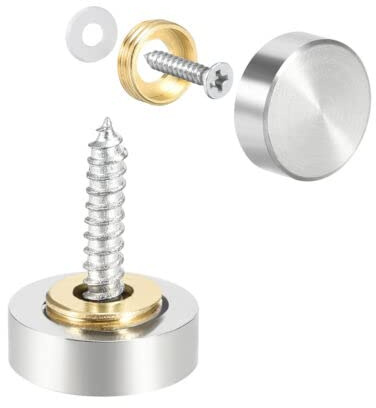 4/8/12/16/20pcs Set Mirror Screw Cap 16mm Decorative Chrome Brushed Polished Stainless Steel Covers with Washers for Mirror Tables Bath Plates Wardrobes Glass Signs (8)