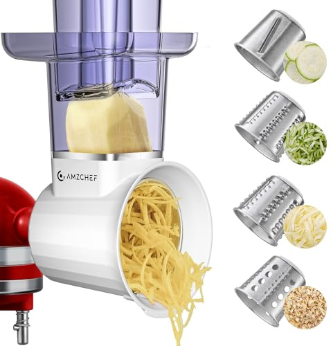 Taglia Verdure Accessori per KitchenAid Artisan - Accessorio per Kitchen Aid Robot da Cucina Include 4 lame per Sminuzzare e Affetta Verdure e Formaggio (MACCHINA NON INCLUSA, SOLO ACCESSORIO)