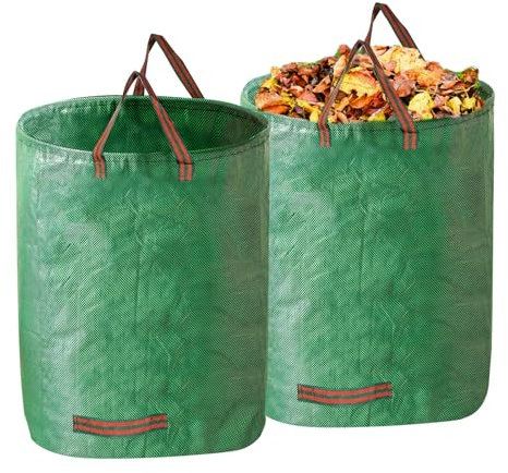 Sac Jardinage Déchets, Sacs à Déchets de Jardin,Lot de 2 Sac Jardin 272L Sac Jardinage,Big Bag avec Poignées, Étanche, Pliable et Réutilisable, Sacs à Déchets de Jardin (2X 272L)