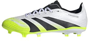 adidas Unisex Predator League Firm Ground/Multi Ground Football Boots, Cloud White/Core Black/Lucid Lemon, 8 UK