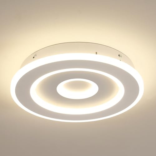 Comely LED Lámpara de Techo Redondo Moderna, 28W 28cm Plafón de Techo, Blanco Luz de Techo para Dormitorio Sala de Estar Pasillo Cocina Comedor, Luz Natural 4500K
