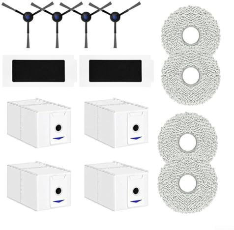 Kit de bolsa de polvo de trapo de filtro de cepillo lateral, para capturar polvo y partículas, para Ecovacs para Deebot T30 Pro para modelos Omni