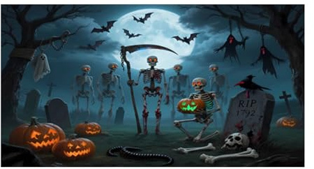 Banner Garage di Halloween, 4 x 1,8 m, copertura per porta di garage di Halloween,banner di tela di sfondo di Halloween appeso,decorazioni per feste di Halloween