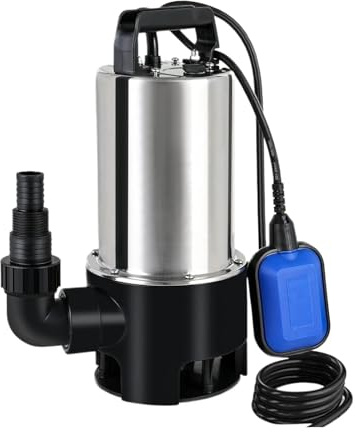 Submersible Waste Water Pump 1100W Electric 16500 L/H Dirty with Float Switch Highly Efficient Comprehensive(Blue)
