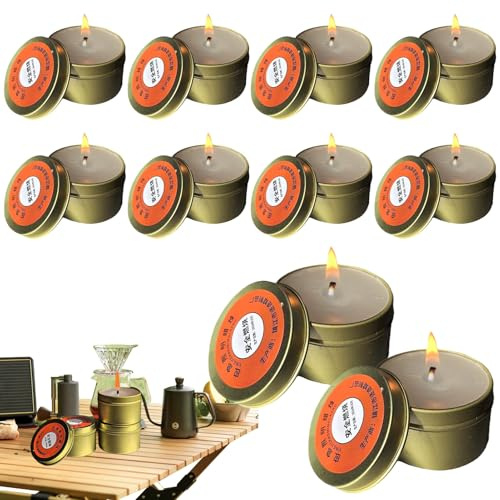 Lot De 10 Bougies De Survie - Coupe-vent, Étanche, Sans Fumée, Bougie Urgence, Longue Combustion, Bougies De Camping Portables, Pour Les Pannes De Courant, Camping, Randonnée, Survie Extérieure