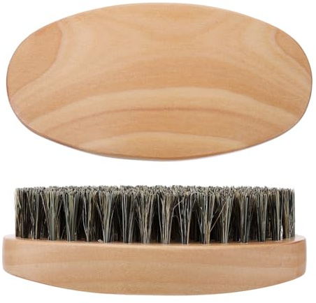 2PCS Beard Brush & 360 Wave Brush for Men, Medium Hard Palm Brushes for Laying Down 360 Waves, Wooden Handle, Soft Nylon Brushes For Fuller, Thicker Hair, Beard & Mustache
