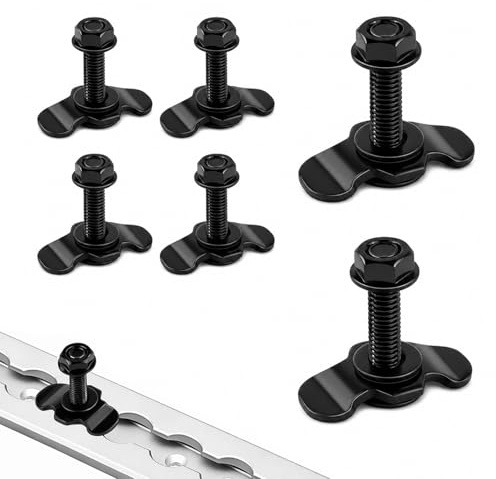 SLIAXINT 6 Piezas Accesorios De Rosca para Carril De AerolíNea M8×40mm | Racores De Tornillo con Accesorio Amarre Accesorios De FijacióN para SujecióN De Carga para Camper Furgonetay Remolque Negro