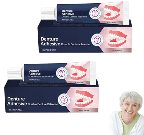 Adesivo termoplastico per protesi dentali, crema adesiva extra forte per protesi dentali, colla per protesi dentali, adesione super forte, per protesi dentali sciolte e scomode (2 pezzi)
