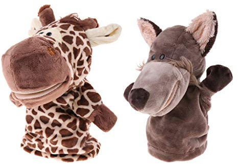 Sharplace Marionnettes à Doigts en Forme d'animaux Mignons pour Pochettes Surprise Récompense à l'École - Girafe + Loup