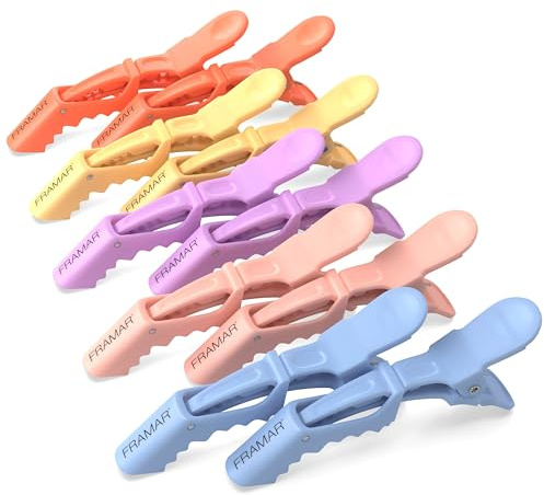 FRAMAR Pastel Crocodile Clips – Professional Hair Clips For Styling, Sectioning, 10 Pk