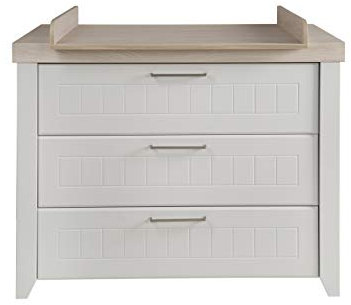 roba Wickelkommode mit Wickelansatz 'Helene' 3 Schubladen, Soft-Close, Wickelhöhe 90 cm, Lichtgrau