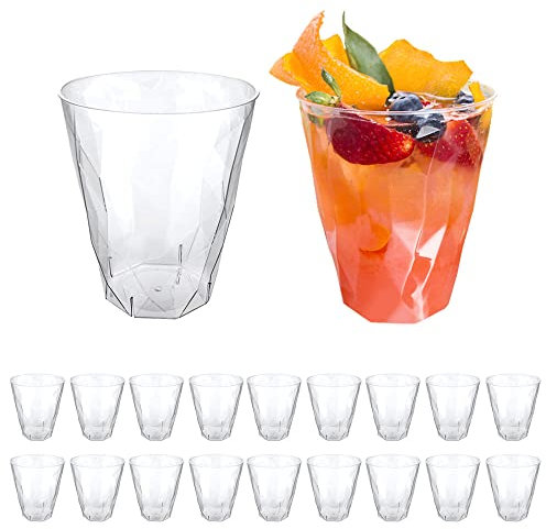 DoimoFlair Copas de cóctel de plástico blando, vasos de cóctel de plástico transparente, efecto hielo, 34 cl, juego de 20 unidades.
