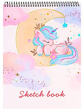 Skizzenbuch, 100 Seiten (50 Blatt), Spiralbindung, Künstler-Skizzenblock, säurefreies Zeichenpapier zum Zeichnen, Malen, Skizzieren oder Kritzeln für Mädchen