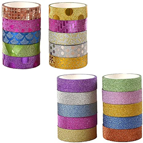 NINVVS 20pcs Washi Tape Set,Glitter Washi Tape,Sparkling Adhesive Tape, Masking Tape for DIY,Party Decoration,Scrapbook,Gift Decoration