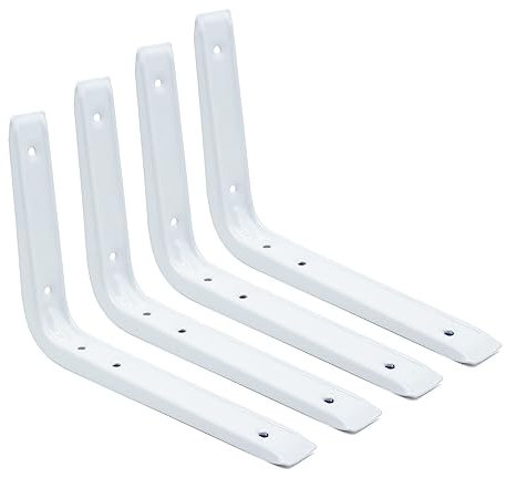 DOJA Barcelona | Regalwinkel Weiß | 300 x 250 mm | Pack 4 | Metallwinkel Regalhalter | Winkel für Regale | Wandwinkel Regalhalterung für DIY, Regalstütze, Wandregal Halterung, Regalhalterung Weiss