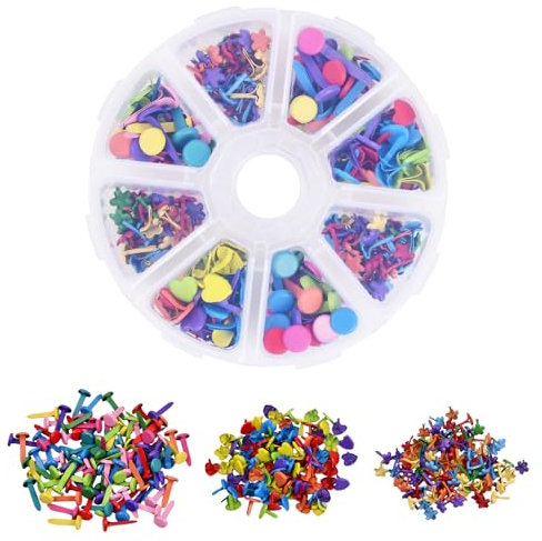 Wisebom 300 Pcs Musterklammern Musterbeutelklammern Herzform Musterbeutelklammern Rundkopfklammern Blumen Musterklammern Bunt Metall Bastelklammern für Basteln, Verzierungen und DIY