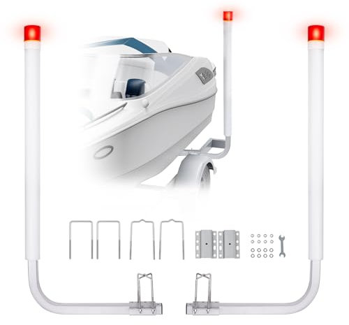 VEVOR 1,17 m Anhängerpfahl Bootsanhänger Kurbelstütze Bootsführung mit LED-Licht, 30 cm Einstellbar Boat Trailer Guide-on, Ersatzteile und Zubehör für Skiboot Fischerboot Segelbootanhänger